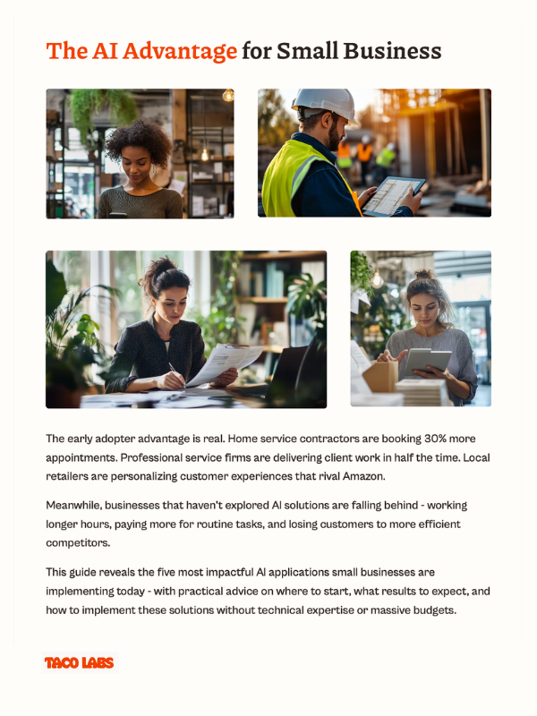 In 2025, small business owners have more opportunity than ever. AI isn’t just for big companies anymore—today’s tools are made for small businesses and don’t require any tech skills to use. In 2025, small business owners have more opportunity than ever. AI isn’t just for big companies anymore—today’s tools are made for small businesses and don’t require any tech skills to use.